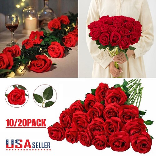Red silk roses artificial - red,